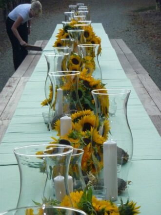 Sunflowers at rehearsal dinner