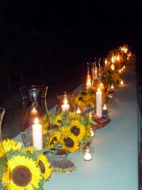 Sunflowers and candlelight