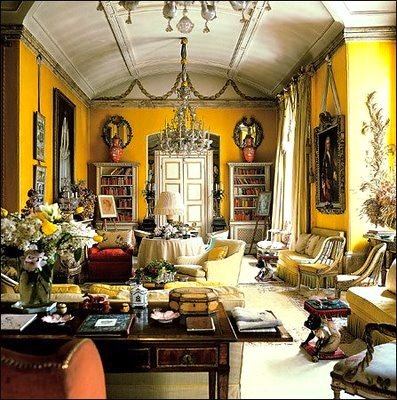 Nancy Lancaster's yellow library in Avery Row, London