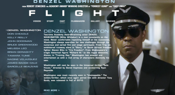 Denzel Washington as Capt. Whip Whittaker in Flight