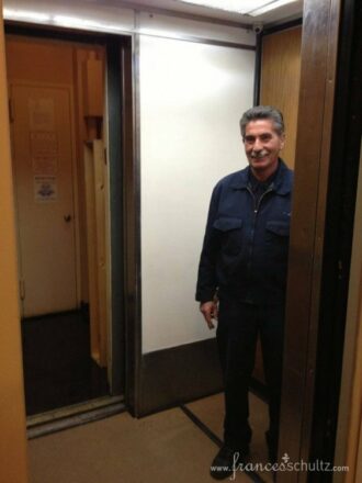 Billy manning the elevator.