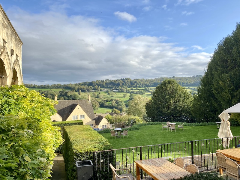 View of the Painswick Valley from the Painswick Hotel garden