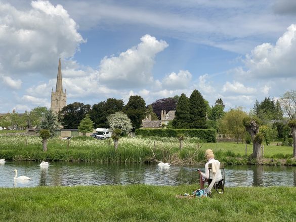 A plein air painter in the Cotswolds. 